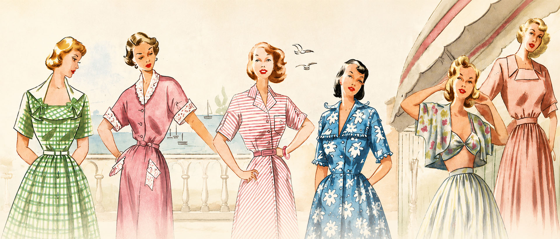 Vintage sewing pattern illustrations