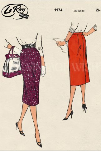 1950s Pencil Skirt Sewing Pattern – Back Pleat & Side Zip
