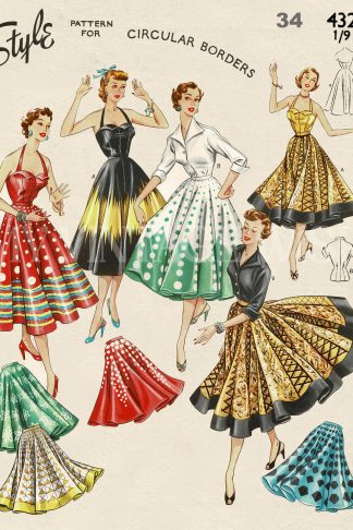 1950s Circle Skirt, Kimono Blouse and Halter Top Sewing Pattern
