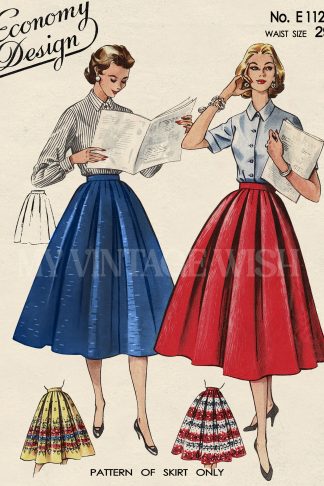 1950s Straight Skirt Sewing Pattern – Box Pleats & Darted Waist