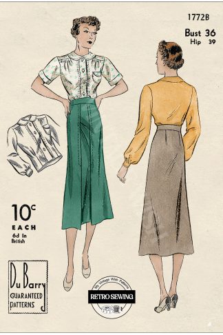 1930s Skirt and Tuck-in Blouse Vintage Sewing Pattern