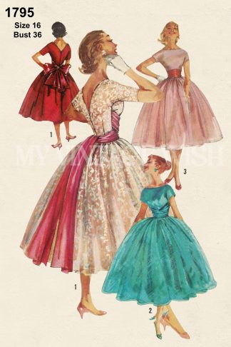 1950s Kimono Sleeve Dress Sewing Pattern – Street & Tea Length
