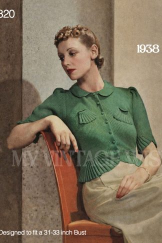 1930s Stylish Frilly Jumper Vintage Knitting Pattern