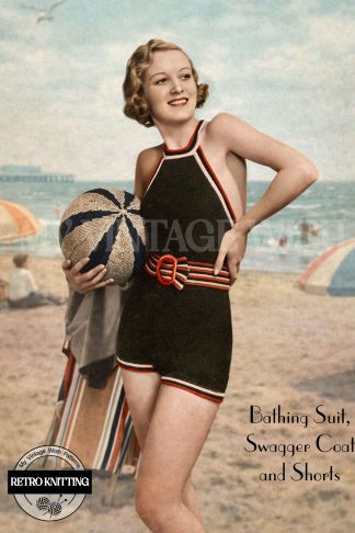 1930s Ladies Bathing Suit, Jacket, Shorts and Bag Vintage Knitting Pattern
