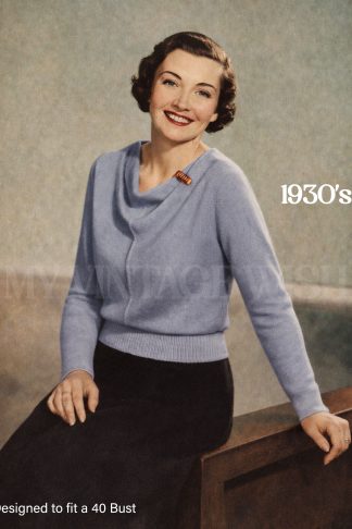 1930s Ladies Cowl Neck Sweater Knitting Pattern Fits 40 Inch Bust