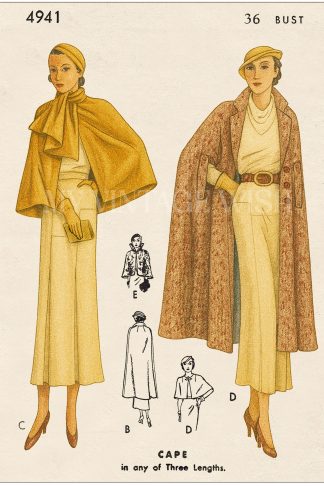 1930s Vintage Cape Sewing Pattern | Three Lengths | Historical Fashion