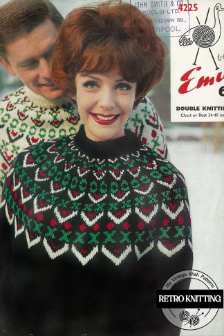 1960s Nordic Sweater Knitting Pattern – Men’s & Women’s DK