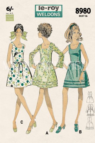 Fitted Dress Sewing Pattern – Bell Sleeve & Sleeveless Views, Bust 36