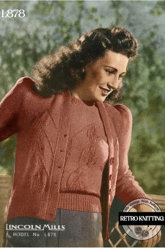 1940's Wartime Puff Sleeve Twin Set Knitting Pattern Bust 34