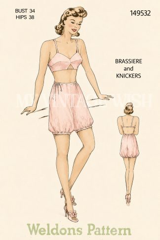 Vintage 1940s Bra & Bloomers Sewing Pattern (Rationing Era) — Bust 32"