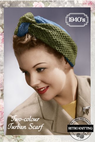 1940s Wartime Scarf Turban Vintage Knitting Pattern
