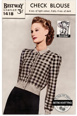 1940s Fair Isle Check Blouse Knitting Pattern – Reproduction | Bust 36"