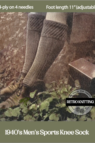 1940s Men's Ribbed Knee Socks Knitting Pattern | Vintage Outdoor Style for Cyclists & Hikers