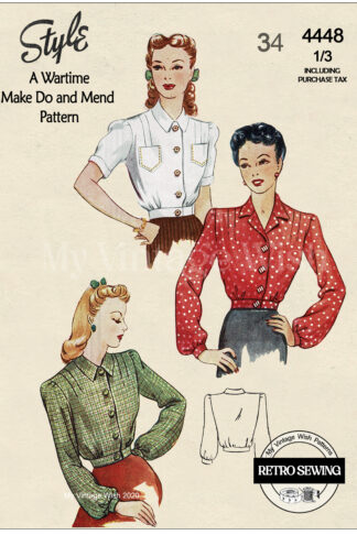 1940s Wartime Blouse Sewing Pattern - Make Do and Mend with Step-by-Step Guide