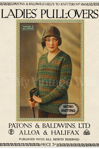 Vintage 1920s Fair Isle V-Neck Sweater Knitting Pattern (Written Instructions, No Charts)