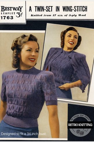 Vintage 3-Ply Knitting Pattern – Jumper and Cardigan Twin Set (34 inch bust)