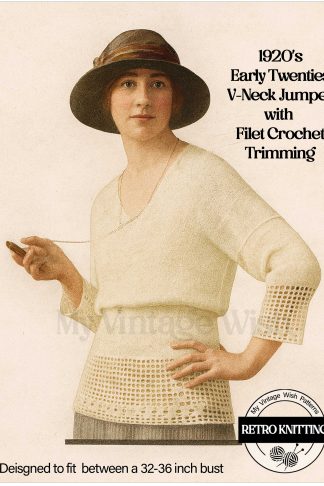 1920s Flapper V-Neck Sports Sweater – Vintage Knitting Pattern