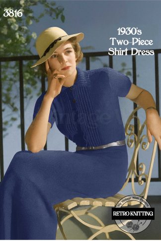 1930s 2-Piece Knitting Pattern – Shirtwaist Dress with Blouse and Skirt