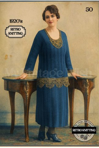 Vintage 1926 Knitting Pattern – Two-Piece Silk Dress with Ribbed Skirt & Jumper