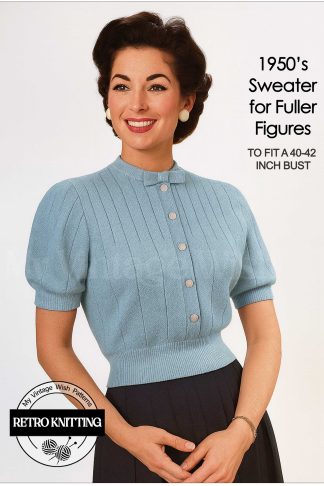 1950s Plus Size Openwork Sweater Blouse Knitting Pattern – Bust 40–42