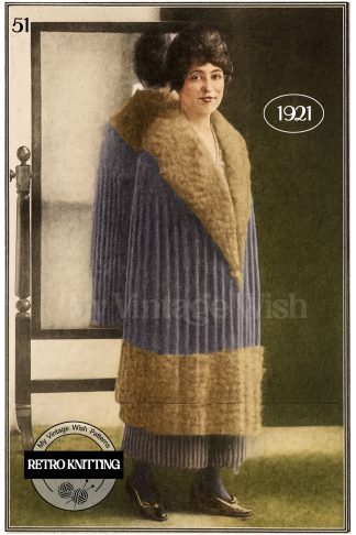 Vintage 1920s Knitting Pattern – Ribbed Cape with Collar and Band