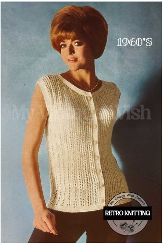 Vintage Sleeveless Summer Blouse Knitting Pattern – Bust 32–38