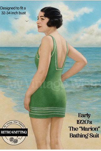 1920s Vintage Knitting Pattern – One Piece Bathing Suit / Swimsuit – Bust 32–34"