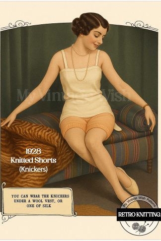 1920s Knitted Knickers Pattern – Vintage Long Leg Shorts Knitting Instructions