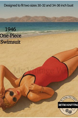 1940's Vintage Knitting Pattern | One Piece Swimsuit in Two-sizes