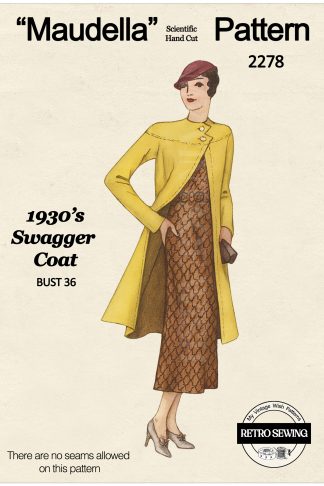 Vintage 1930s Swagger Coat Sewing Pattern – Bust 36"