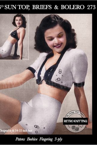 1940s Bikini Bathing Suit & Bolero Vintage Knitting Pattern | 35 Inch Bust | Retro Swimwear