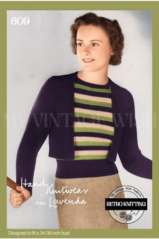 1940's Women's Striped Sweater and Bolero Twin Set Vintage Knitting Pattern