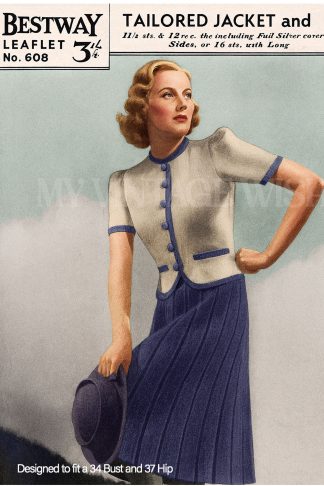 Vintage 1930s Jumper Jacket and Skirt Knitting Pattern – Beginner Friendly