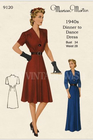 1940s Day & Evening Dress Sewing Pattern – Bust 34