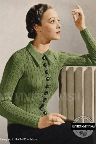 1930s Ladies Button-Up Cardigan Vintage Knitting Pattern