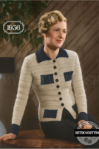 1936 Vintage Knitting Pattern for Ladies Tailored Jumper