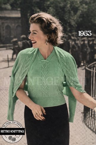 1950s Twin Set Sweater & Cardigan Knitting Pattern – Bust 37–41