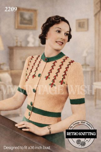 1930s Tyrolean Style Embroidered Blouse Knitting Pattern for Ladies