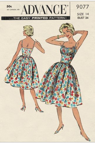 Late 1950s Spaghetti Strap Gathered Dress Sewing Pattern – Bust 34
