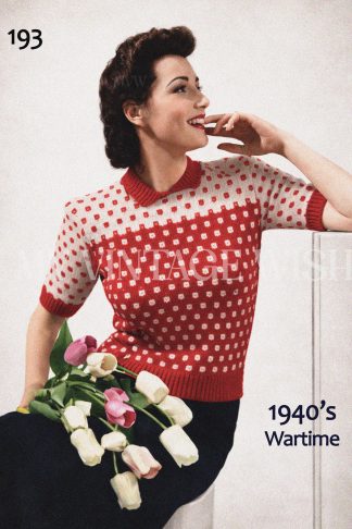 1940s Two Colour Fair Isle Sweater Knitting Pattern