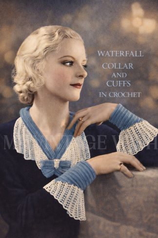 Vintage 1930s Art Deco Waterfall Collar and Cuffs Crochet Accessory Pattern