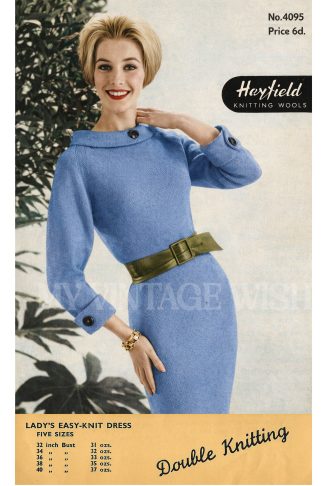 1950s Wiggle Sheath Dress Knitting Pattern – 5 Sizes