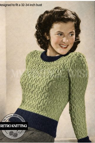 Ladies 1940s Wartime Trellis Cable Jumper Knitting Pattern