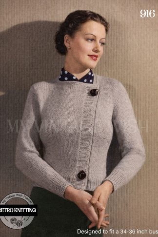 1930s Vintage Cardigan Knitting Pattern | Simple Winter Sweater Design