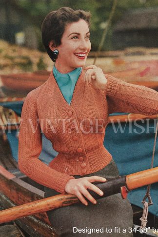 1950s Ladies Raglan Cardigan Knitting Pattern
