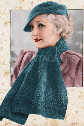 1930s Hat and Matching Scarf Knitting Pattern – Vintage Knit Accessories