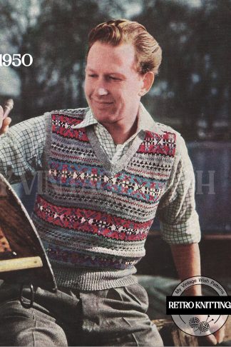 1950s Men’s Fair Isle Sweater Knitting Pattern | Classic Vintage Knitwear