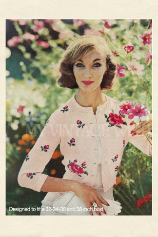 1950s Rockabilly Rose Cardigan Pattern – Vintage Women’s Knitwear