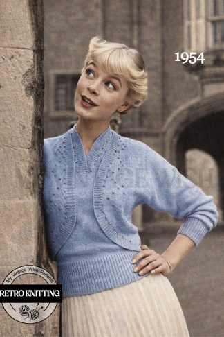 1950s Beaded Bolero Twinset Knitting Pattern – Vintage Ladies Cardigan Set