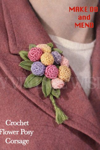 1940s Crochet Posy Corsage Pattern with Embroidered Leaves